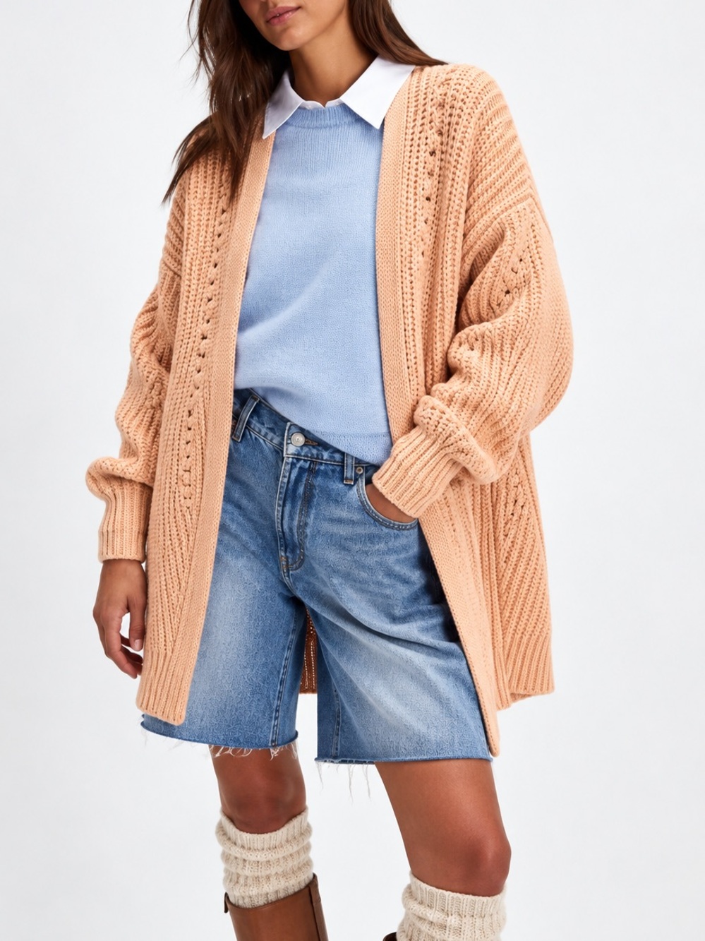 Free People Nightingale Long Oversized Cozy Cardigan Sweater Small